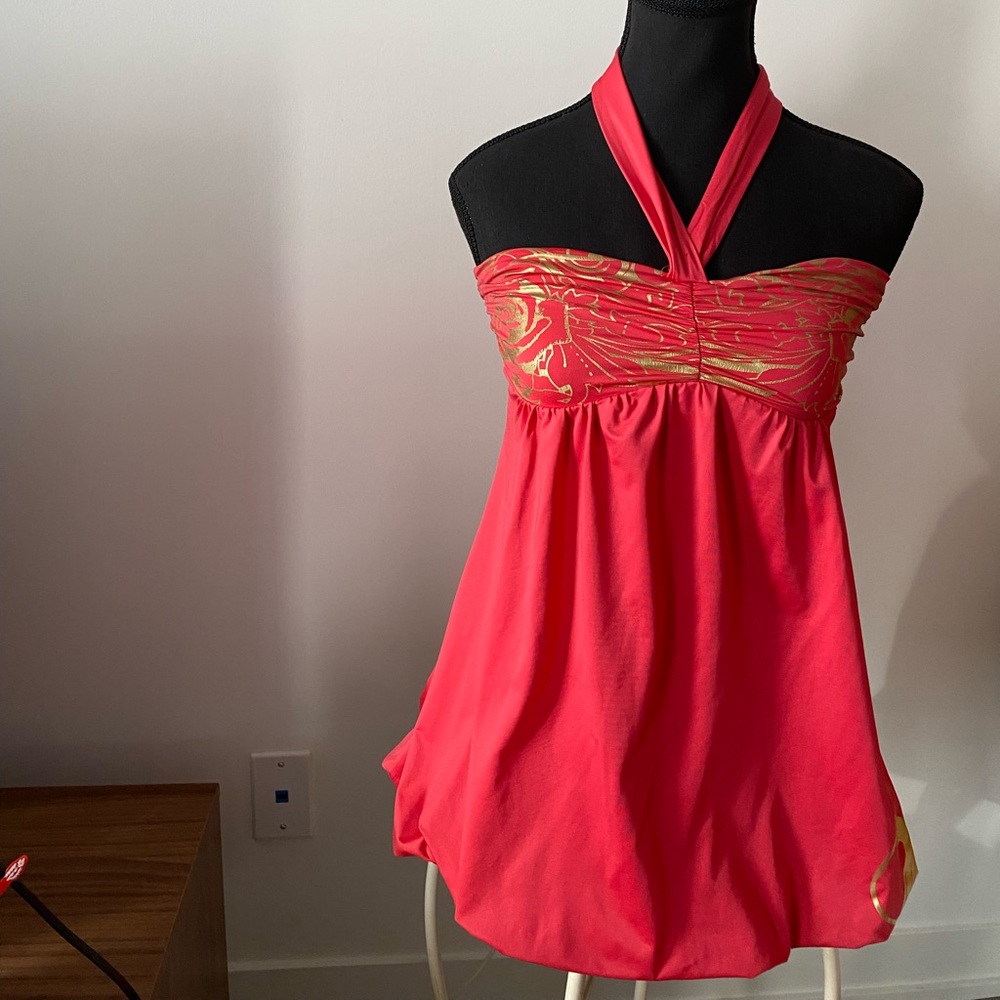 baby phat Red and Gold Halter Dress